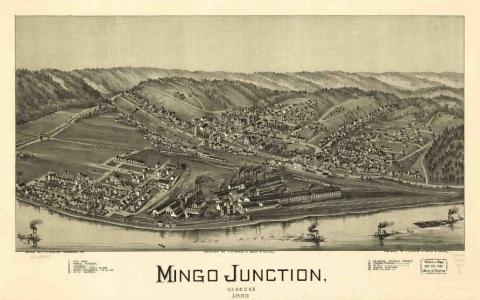 Depiction of the town of Mingo Junction, successor to Mingo Bottom.
